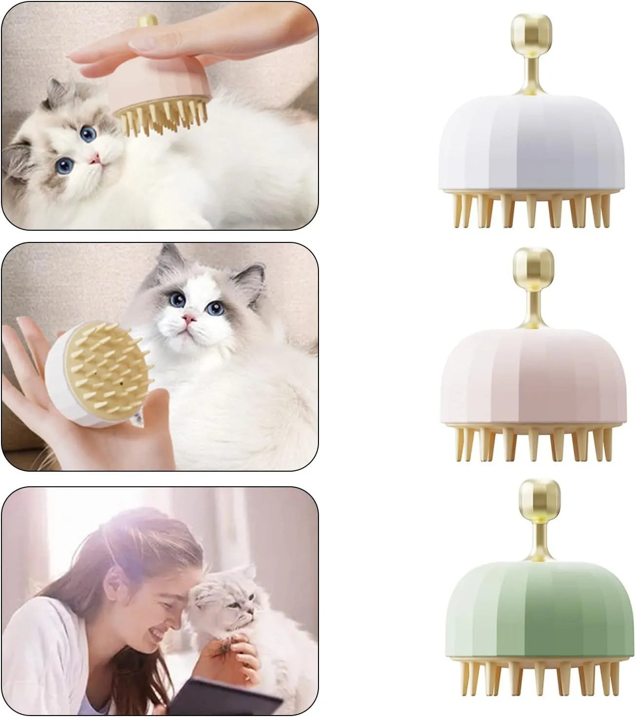 Green double-sided silicone pet bath brush with massage function for dogs and cats