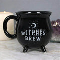 Ceramic witch coffee mug in porcelain with cartoon pattern, 301-400ml capacity, available in Black or White
