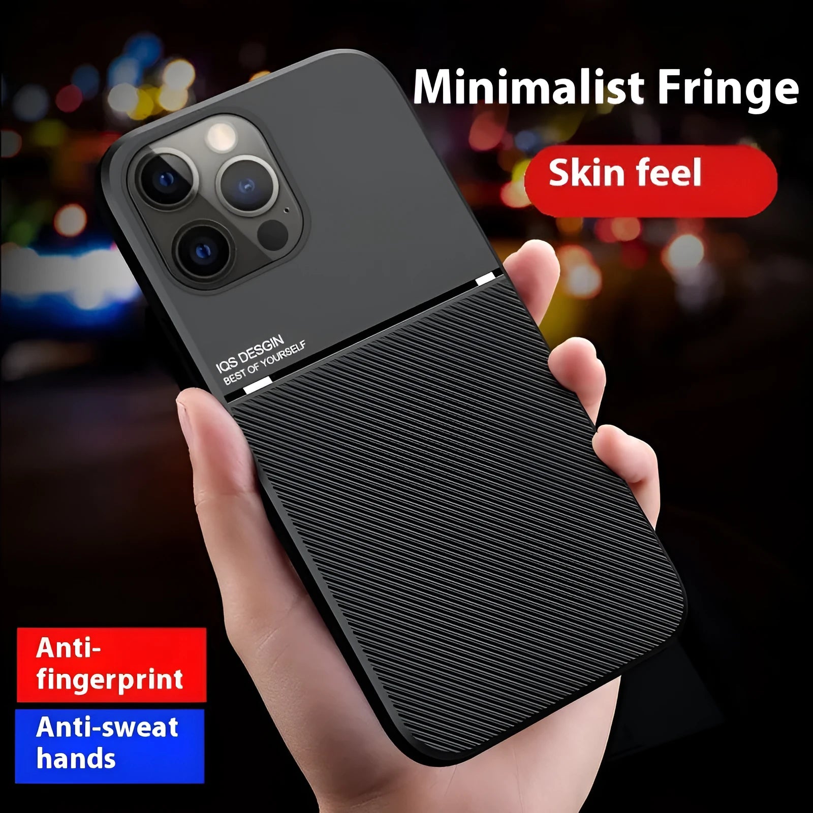 Magnetic silicone phone case for Apple 14 series with textured leather-style finish
