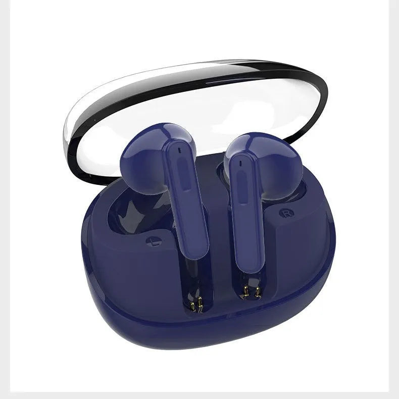 Wireless Bluetooth 5.3 transparent mini earbuds with 9D stereo sound, ergonomic fit, black colour