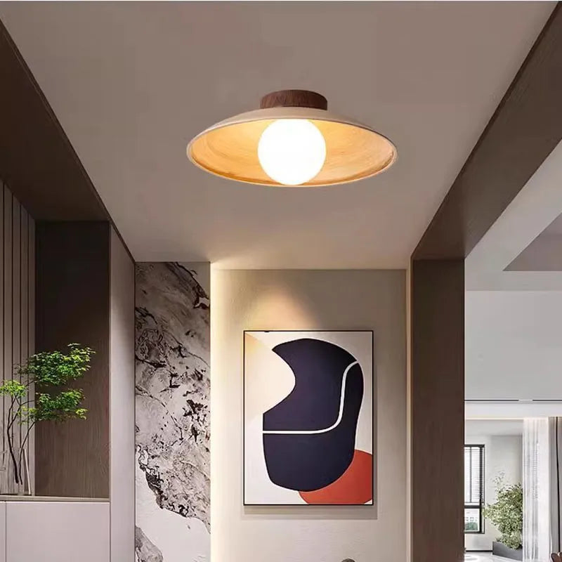 Japanese retro chandelier 30cm wood colour ceiling light for restaurant bar bedroom