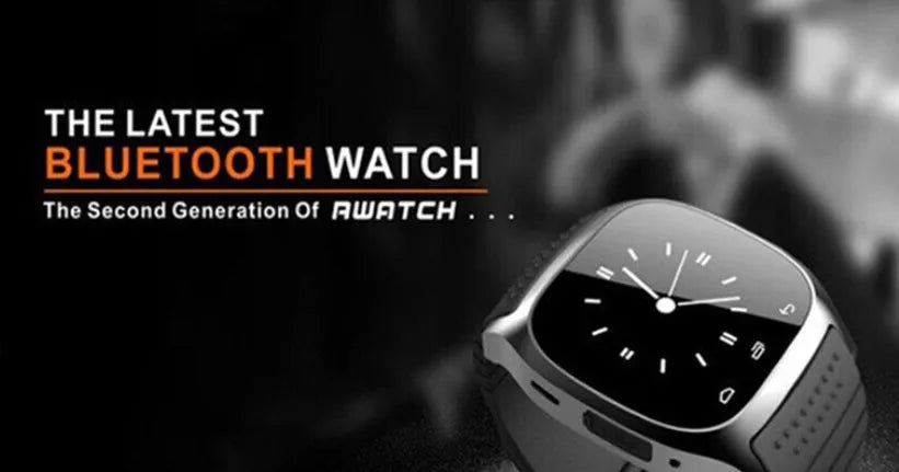 A smart Bluetooth sports watch in black, white, or blue, shown on a wrist.