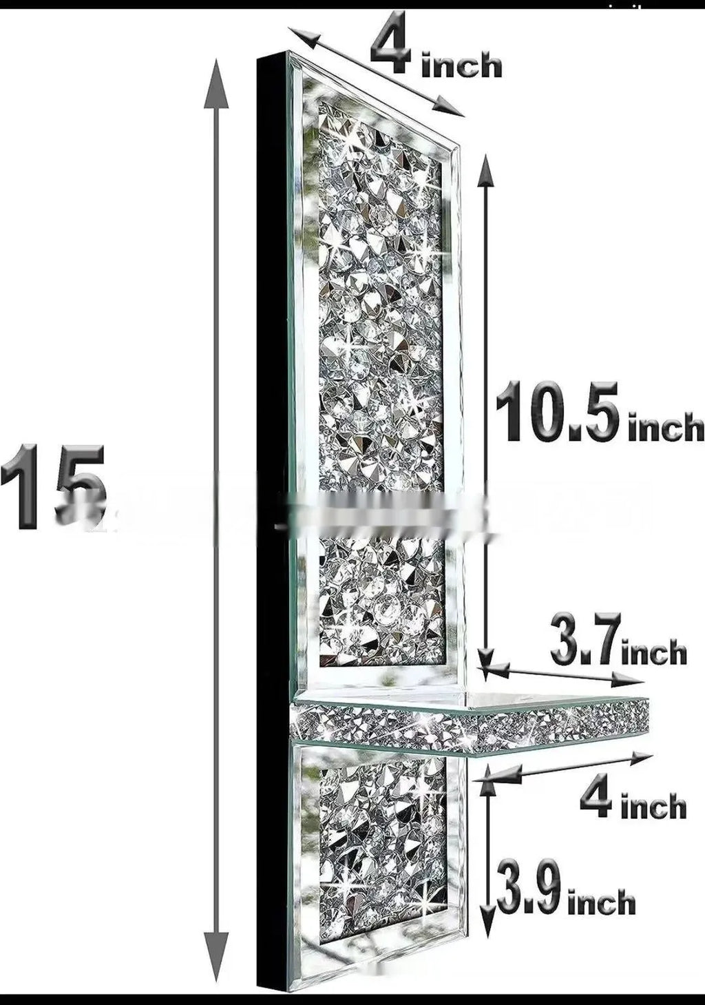 Silver mirror glass candle holder pair for wall hanging in living room, modern minimalist design