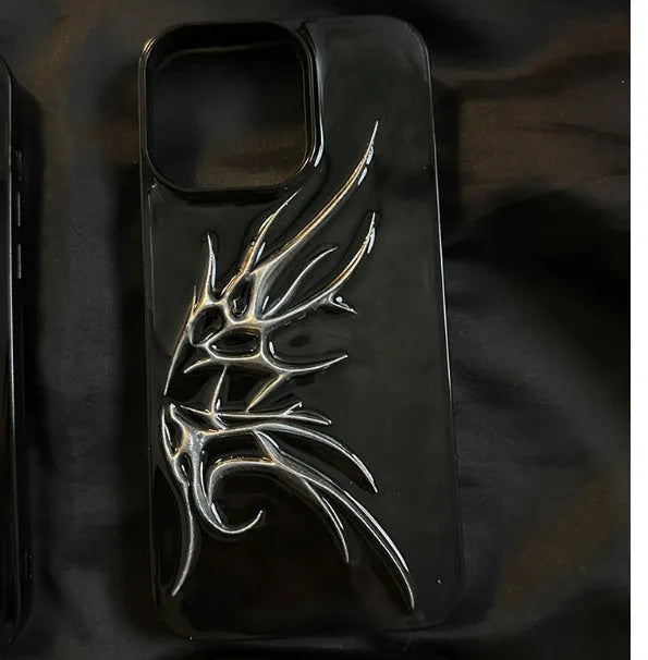 iPhone protective case featuring a raised three-dimensional wings design in a blurred wings colour.