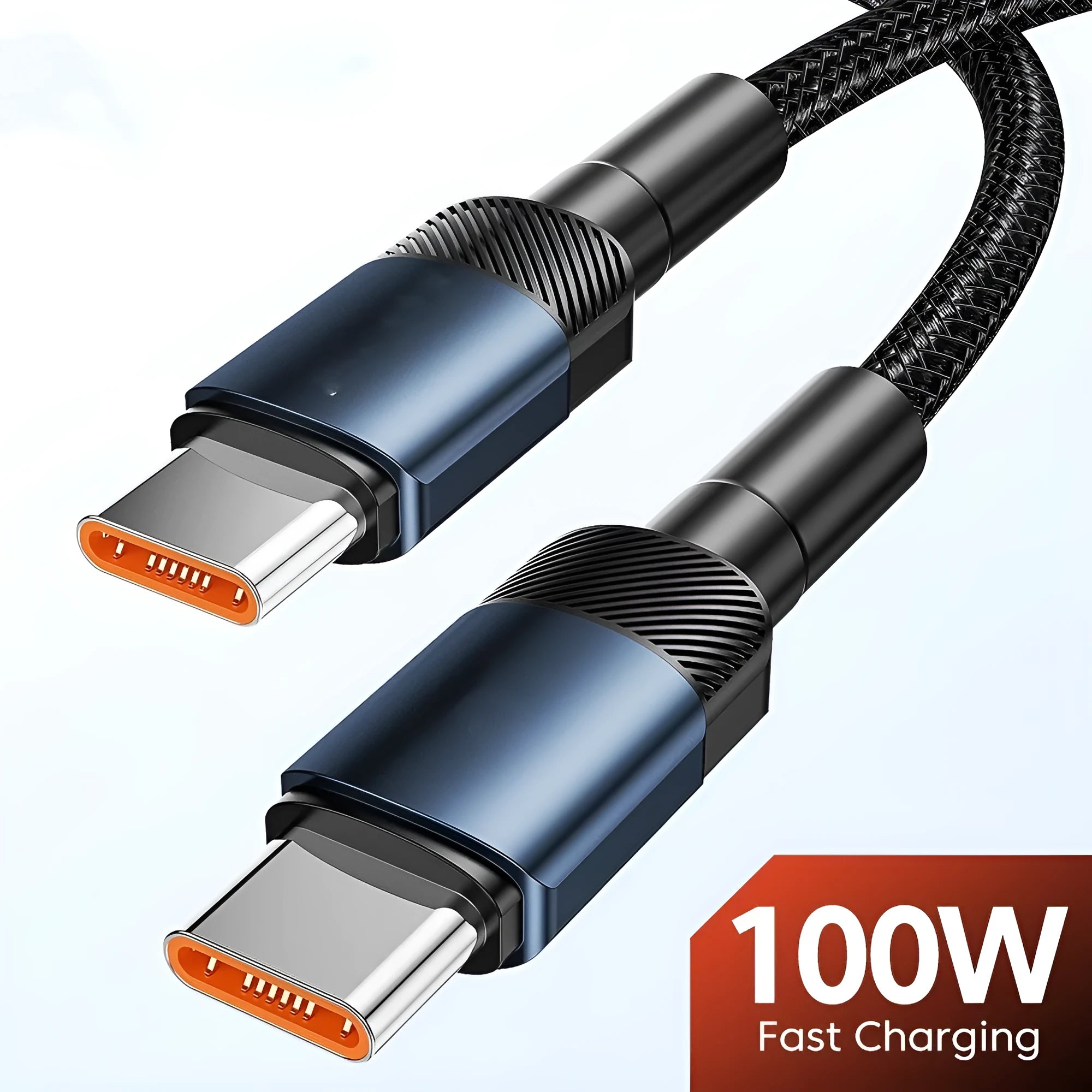 Toocki black woven USB C fast charging cable with aluminium alloy connector on a white background.