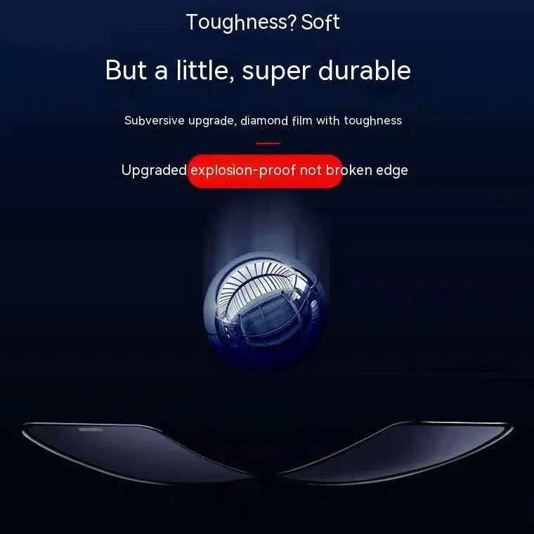 Tempered glass privacy screen protector with dustproof net for iPhone on a phone screen.