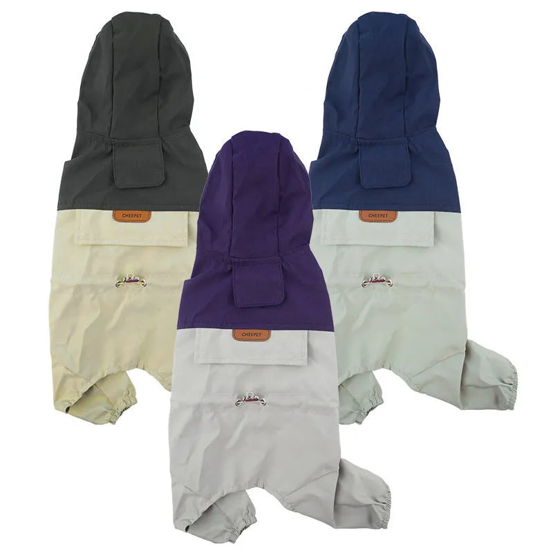 Pet raincoat for small and medium dogs in khaki colour, waterproof polyester material