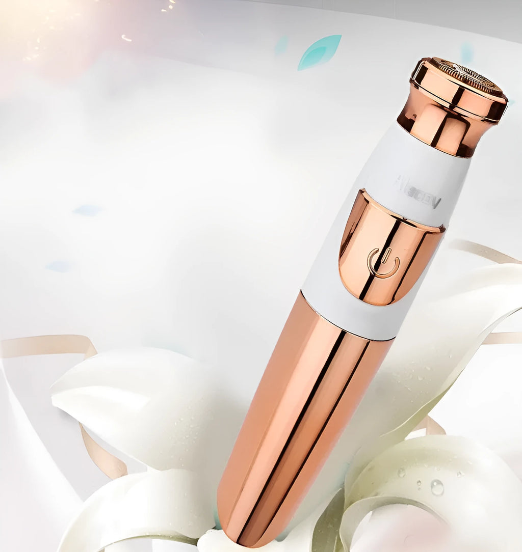 Gold lipstick electric shaver for women body hair remover with battery power and washable head