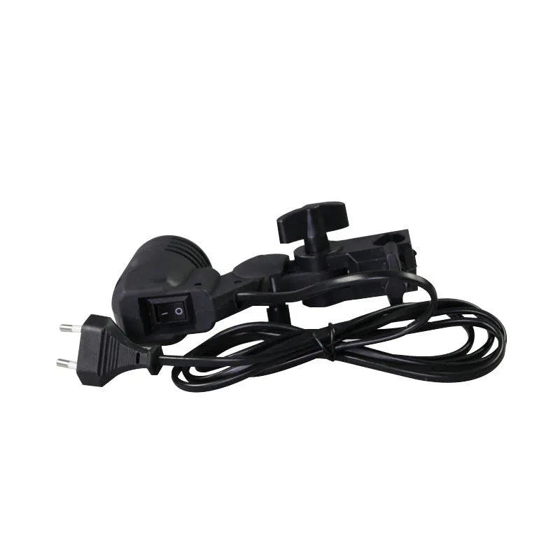 Black photographic single lamp holder with E27 port and rear switch