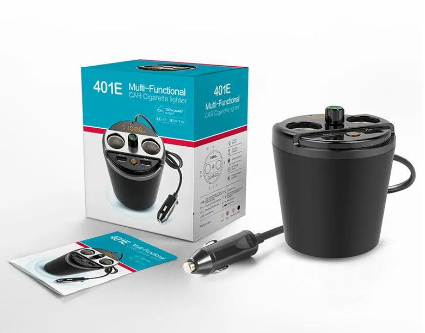 Cup holder Bluetooth car MP3 player FM transmitter with dual USB charging port in black