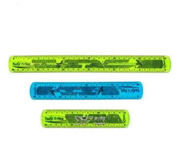 30cm soft plastic ruler in blue, pink, and green colours with clear double-sided scale