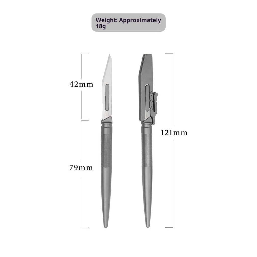 FK35 titanium alloy paper cutter with 22mm blade and 45 degree tip on a cutting mat
