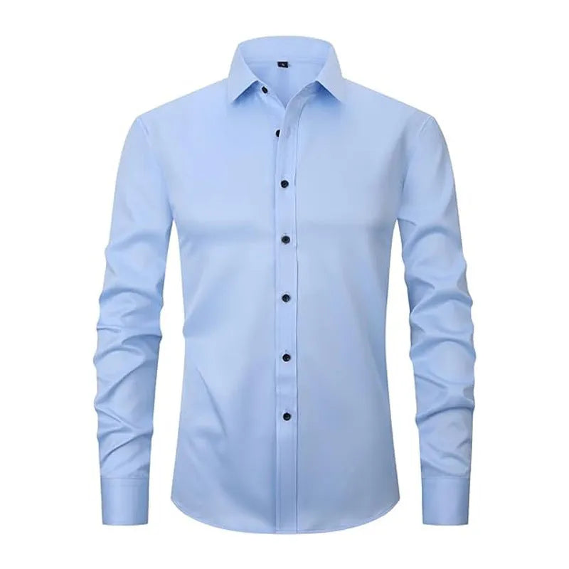 Men's stretch long sleeve work shirt in polyester, shown in one of 14 available colours.