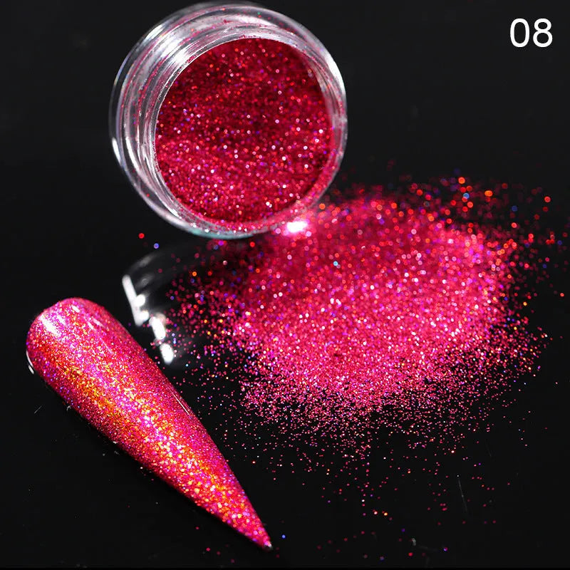 Aurora Magic Nail Powder glitter in laser gradient colours for nail art decoration