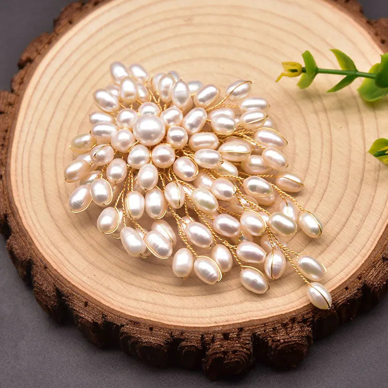 Natural pearl handmade vintage brooch pin for women gold plated copper