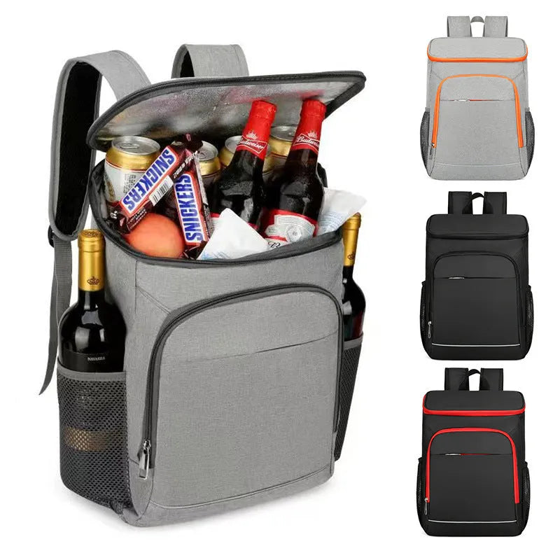 Large capacity outdoor backpack with thermal insulation compartments available in multiple colour combinations