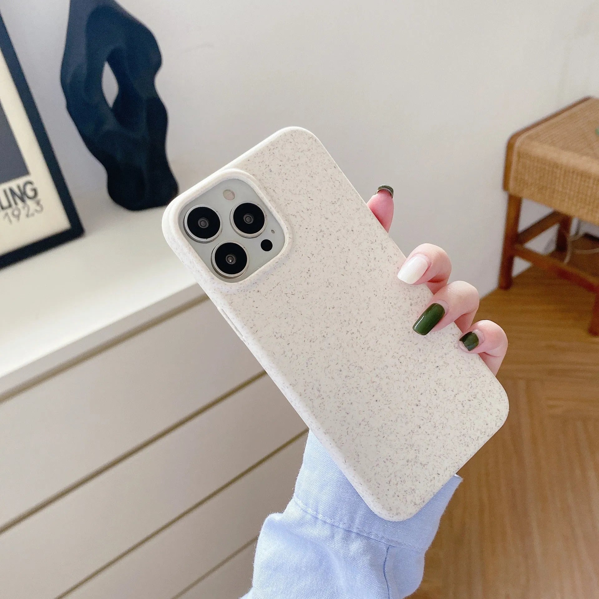 Biodegradable solid colour TPU back cover phone case for Apple iPhone with wheat straw finish