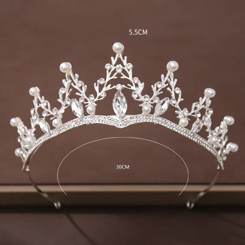 Fashion crystal diamond bridal wedding hair tiara crown, alloy electroplated, white crystal, 30x5.5cm