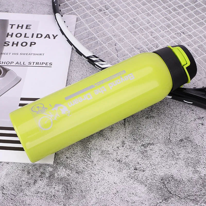 500ml double stainless steel bike water bottle, 24x6.6cm, in black, green, pink, or silver
