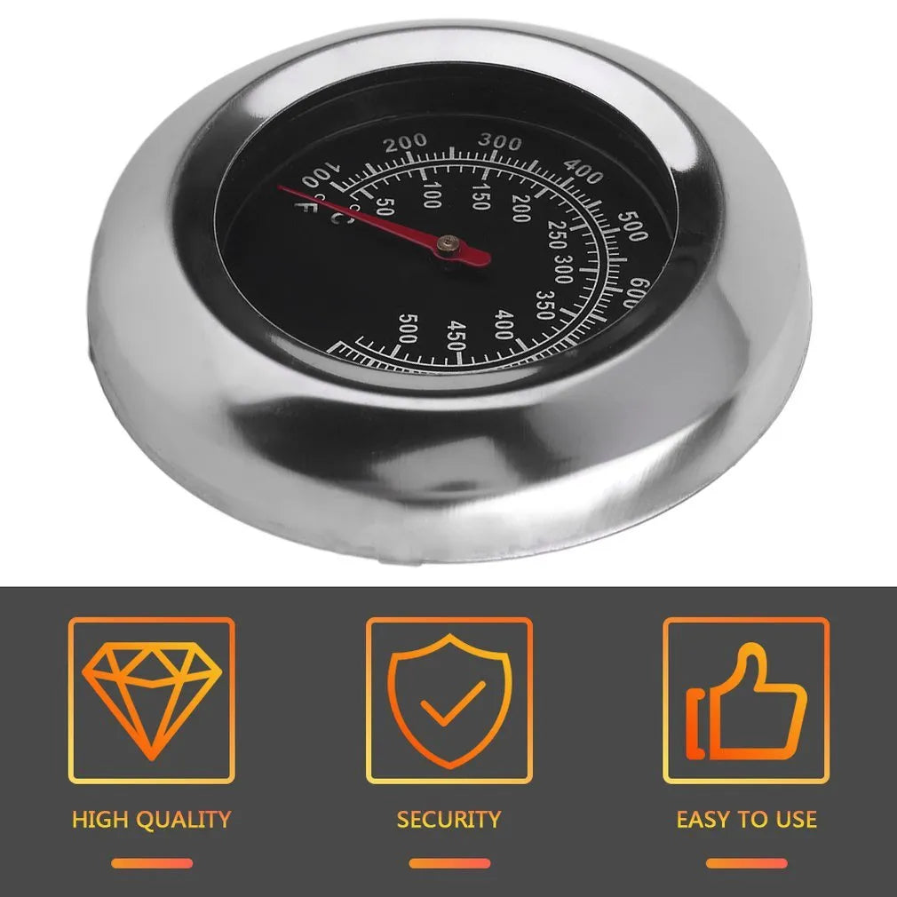 Stainless steel metal thermometer with 6x39mm probe and 76mm surface dial, steel colour