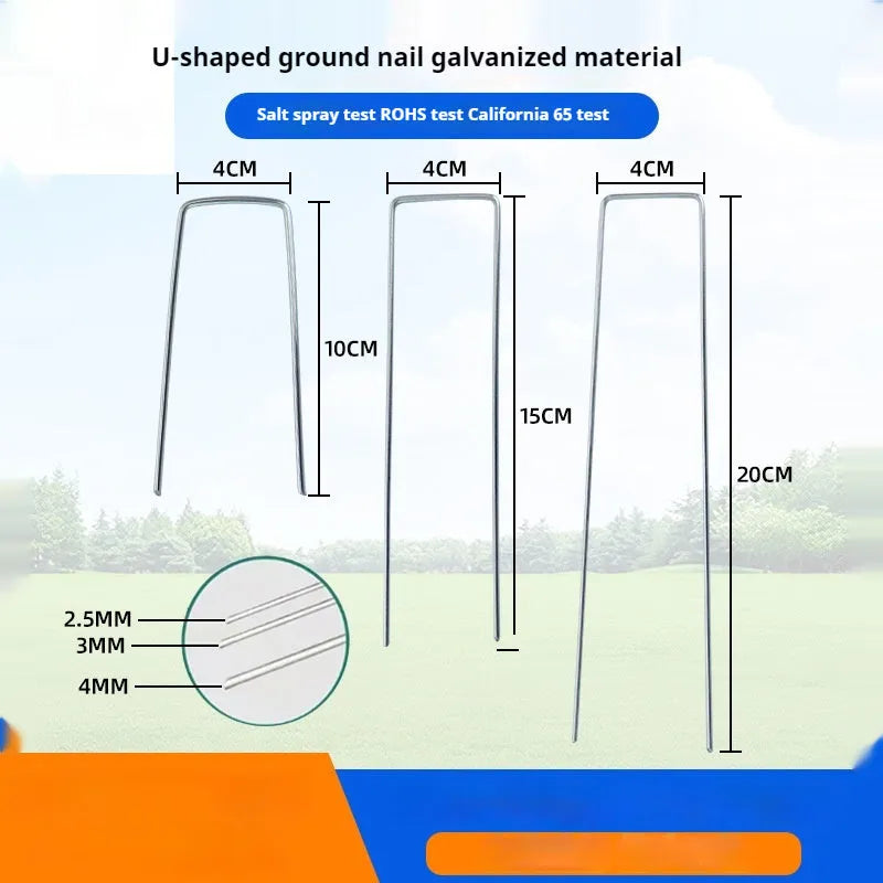 Galvanised steel ground nail 4x15cm for fixing lawn and grass cloth in landscaping