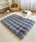 Plush winter warm cat nest mat in bubble velvet with non-slip base, beige colour, 60x80cm size