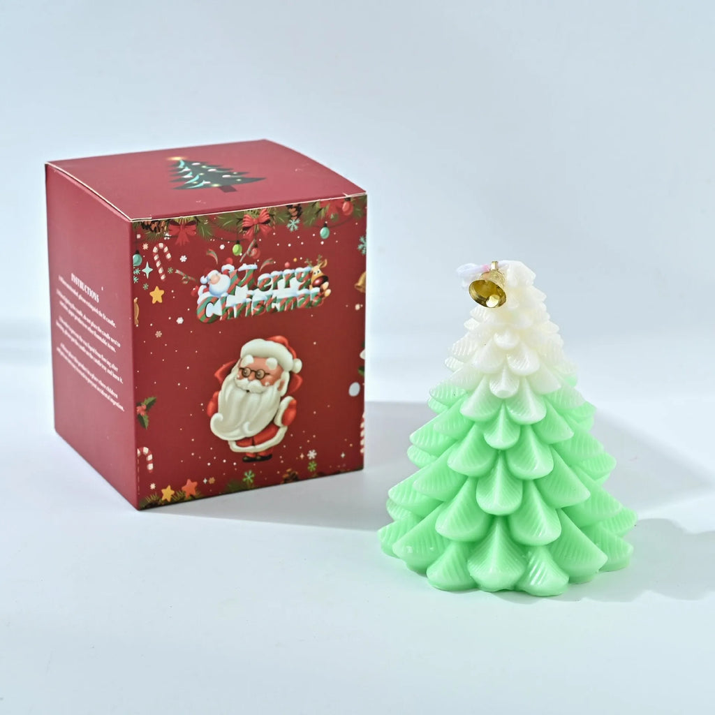 Christmas tree shaped soy wax aromatherapy candle in Christmas Green with hand-poured finish