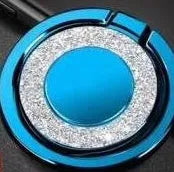 Bling glitter metal ring phone holder in rose gold colour, showing 360° rotation feature.
