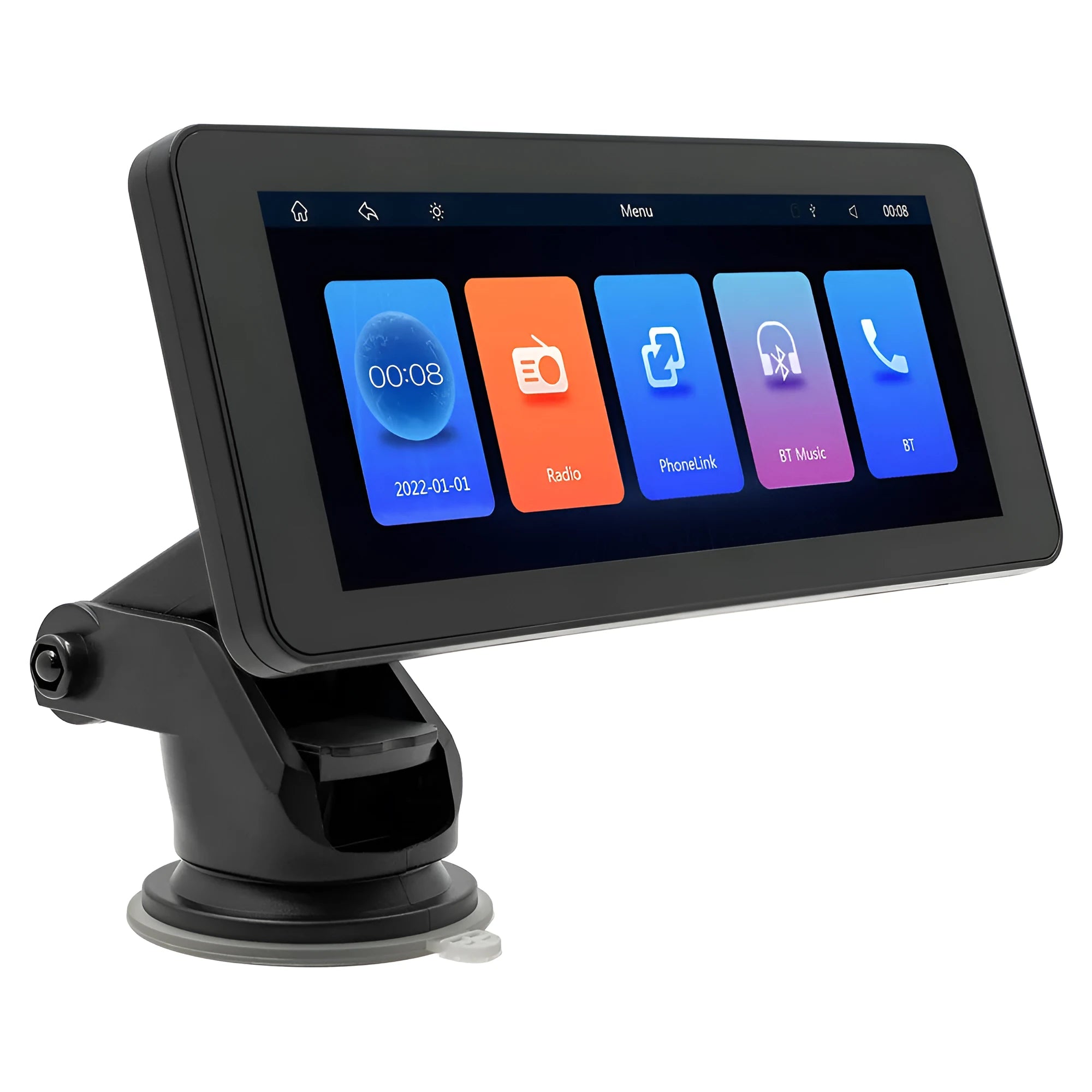 Portable wireless car video player with 6.86-inch screen showing camera display