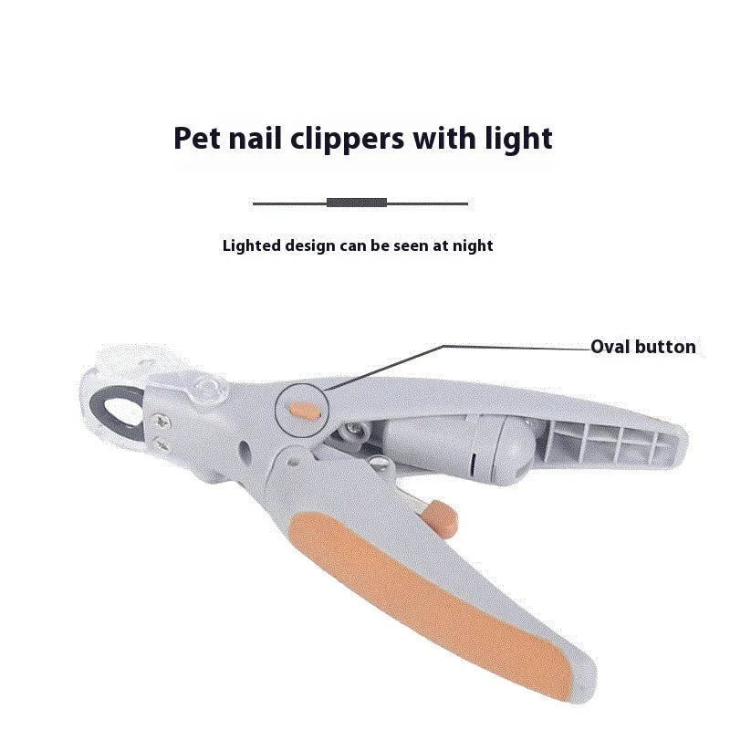 ABS plastic dog nail clipper with LED light and red imitation blood line safety indicator