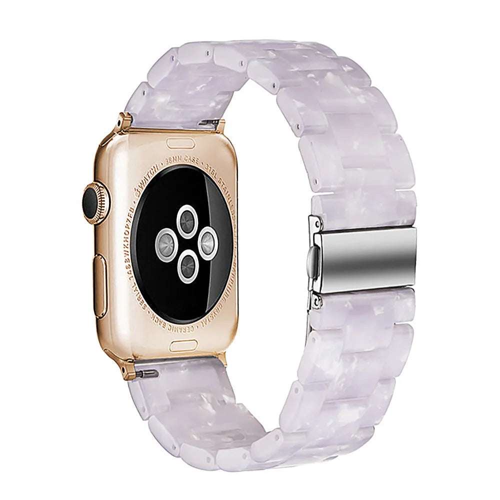 Slim resin watch strap in Army Green for Apple Watch 38-45mm with silver buckle