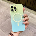 Luminous magnetic suction iPhone case in gradient TPU PC with embossed craft and all-inclusive cover