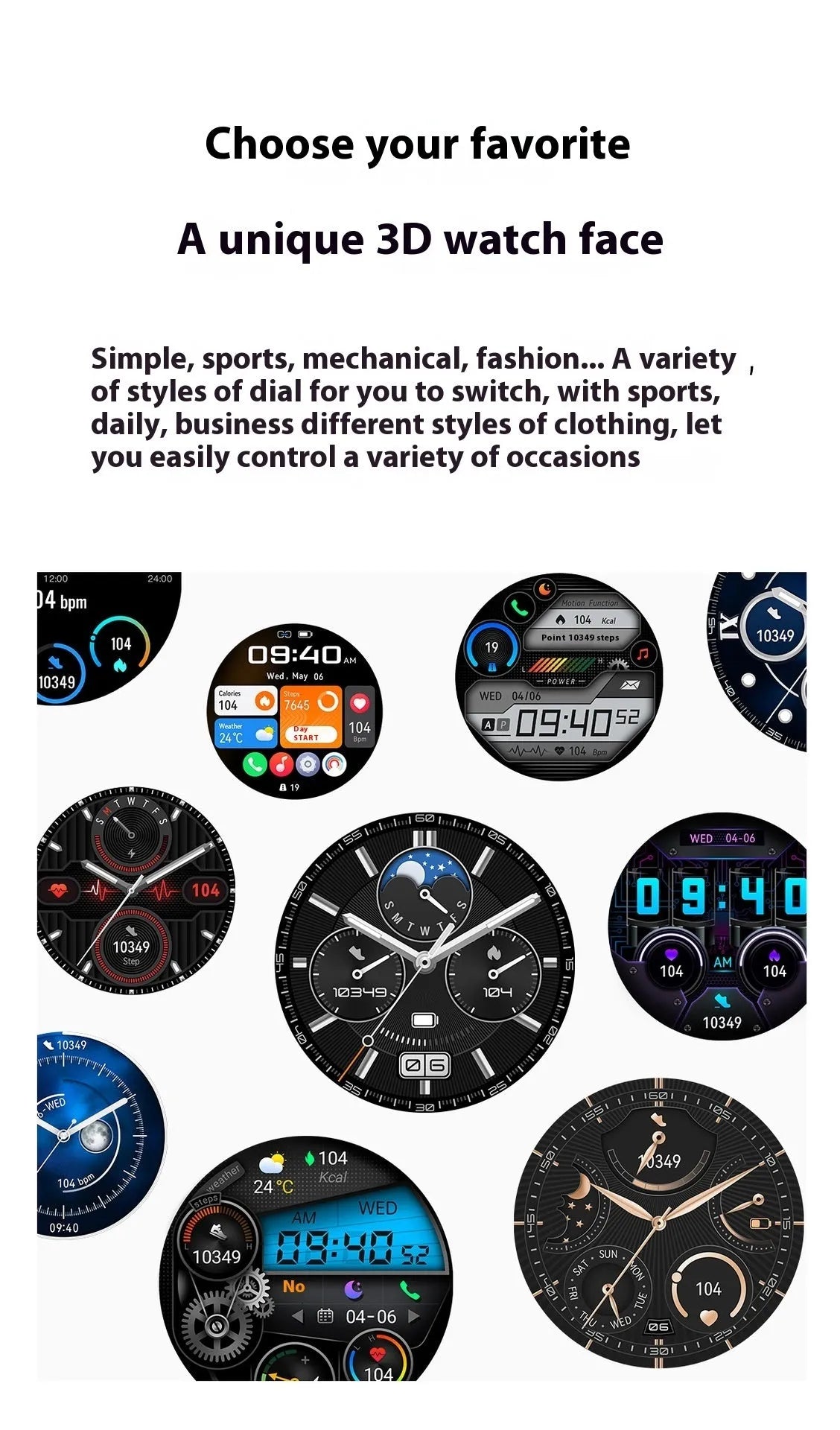 Black silicone smartwatch with silver vinyl case showing health metrics on TFT screen