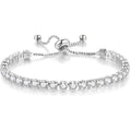 Women's geometric pull bracelet with electroplated metal finish in silver colour