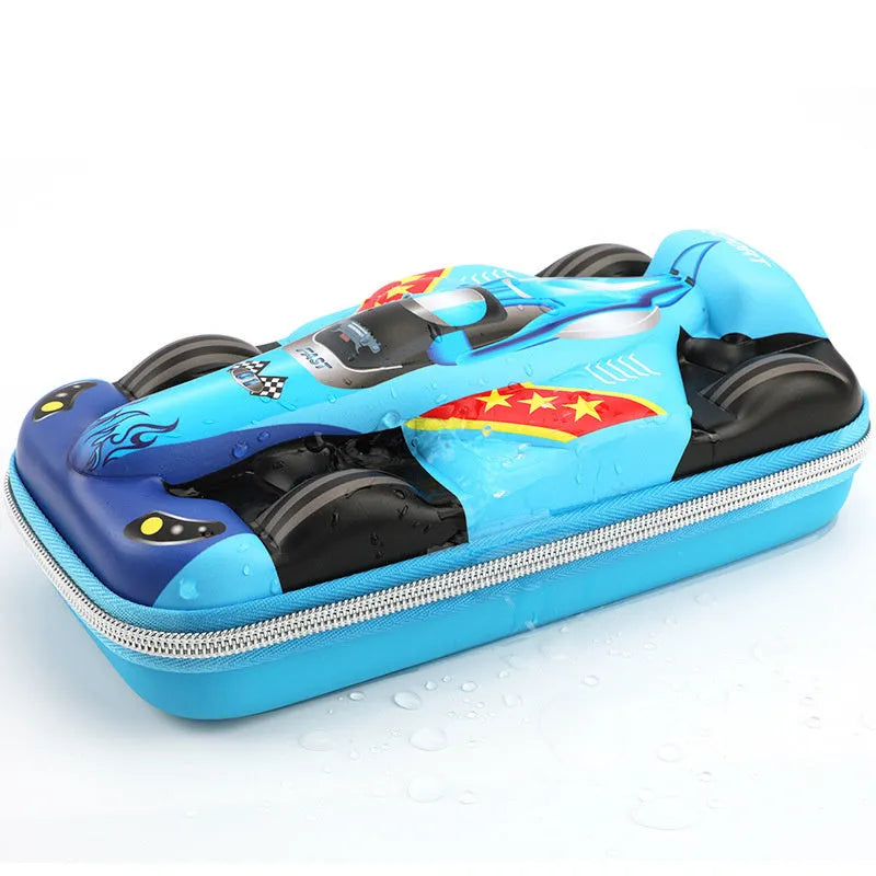 Waterproof leather pencil case in medium size with dark blue colour option