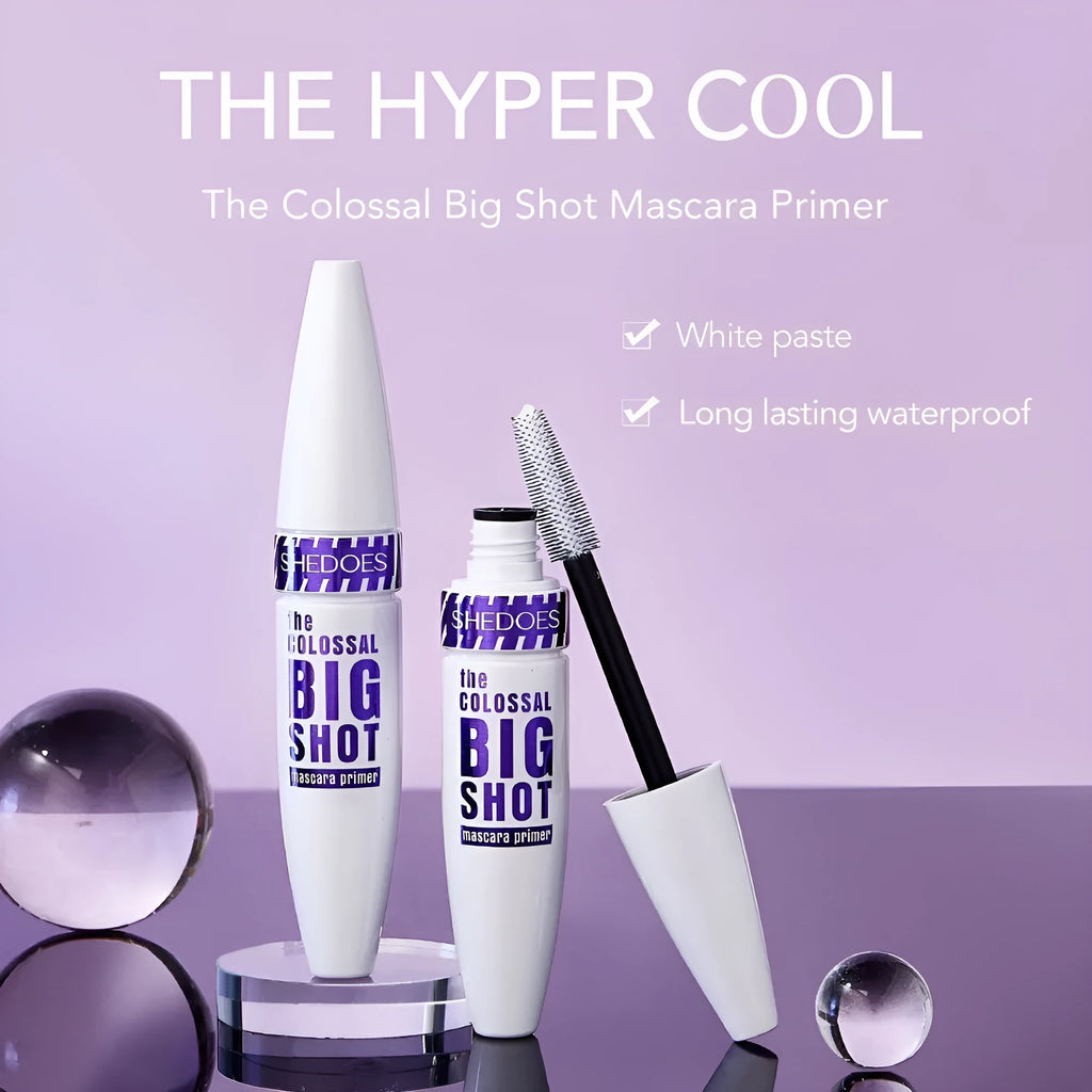White waterproof mascara in 10ml bottle for thick, sweat-proof, quick-drying lash application