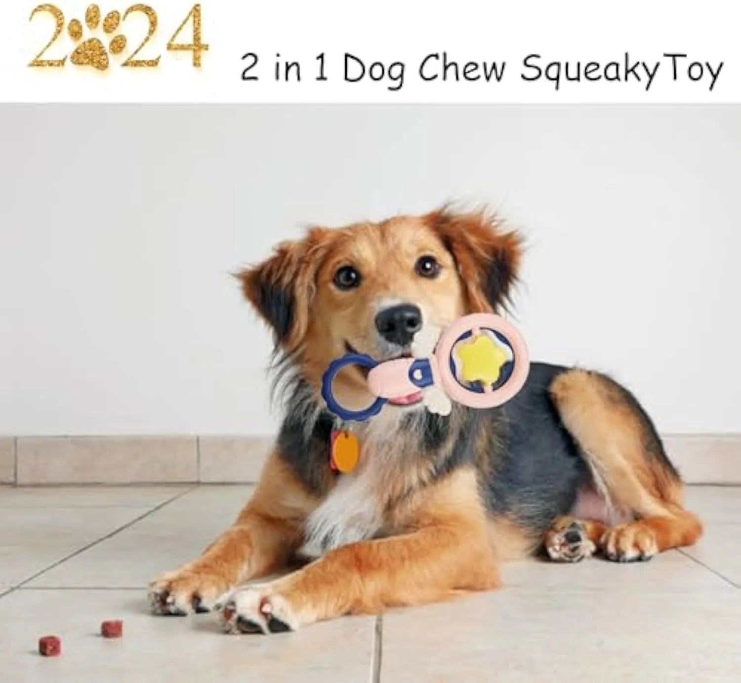 Set of four pink rubber dog chew toys for large breeds and aggressive chewers