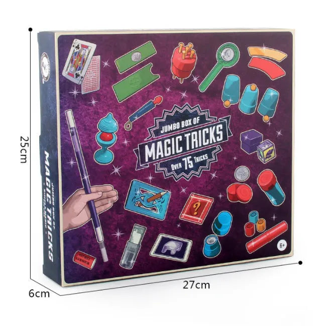 Purple and red plastic magic toy props for children aged 3-7 in a carton.