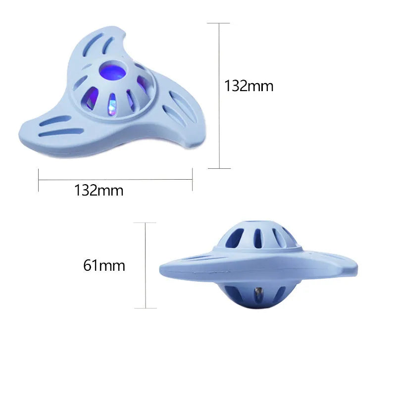 Blue bite-resistant rubber boomerang dog chew toy for medium and large breeds