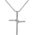 Titanium steel cross pendant necklace with inlaid gold finish and water wave chain, silver colour option