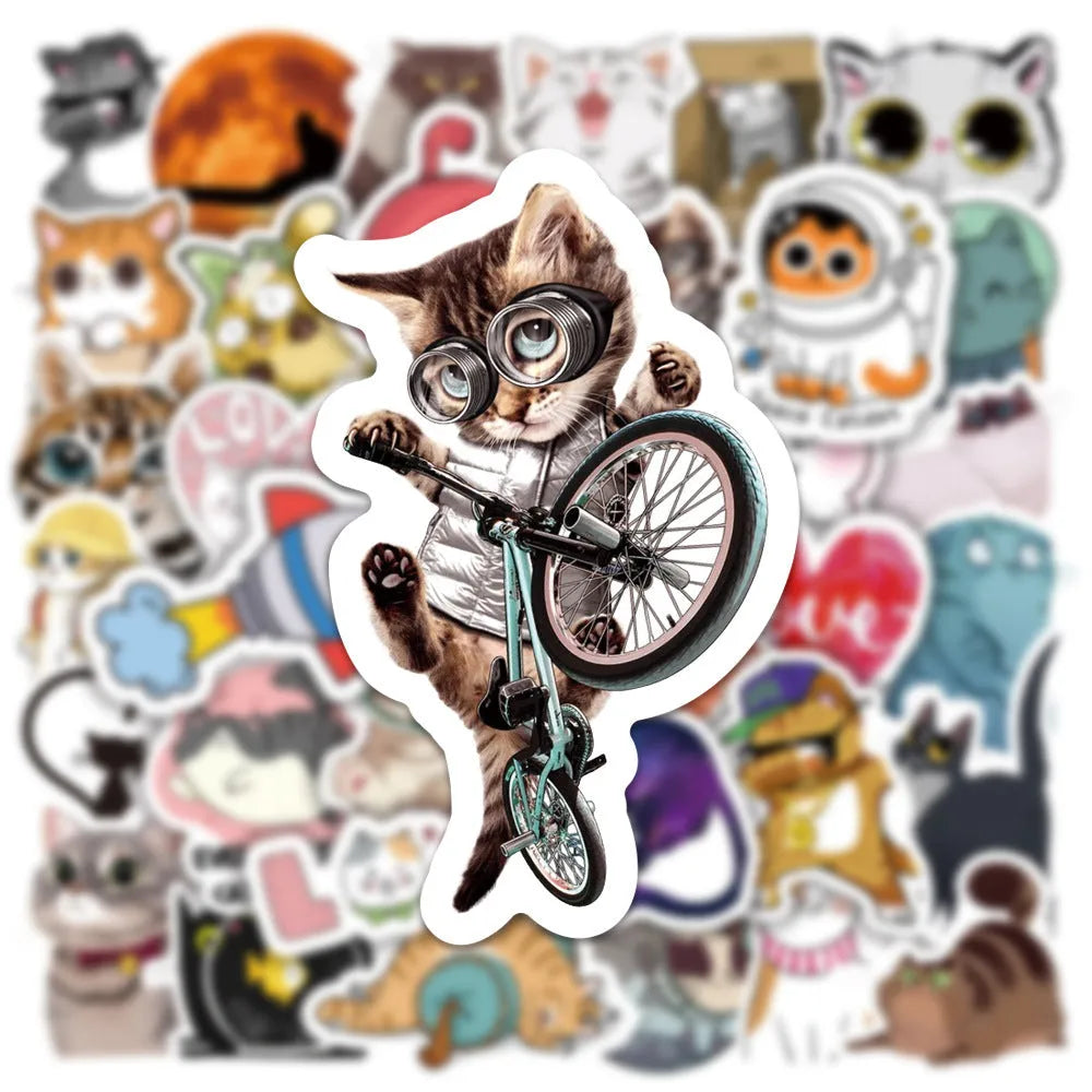 Pack of 50 waterproof PVC decorative stickers with bright film coating in assorted colours for laptops and scooters