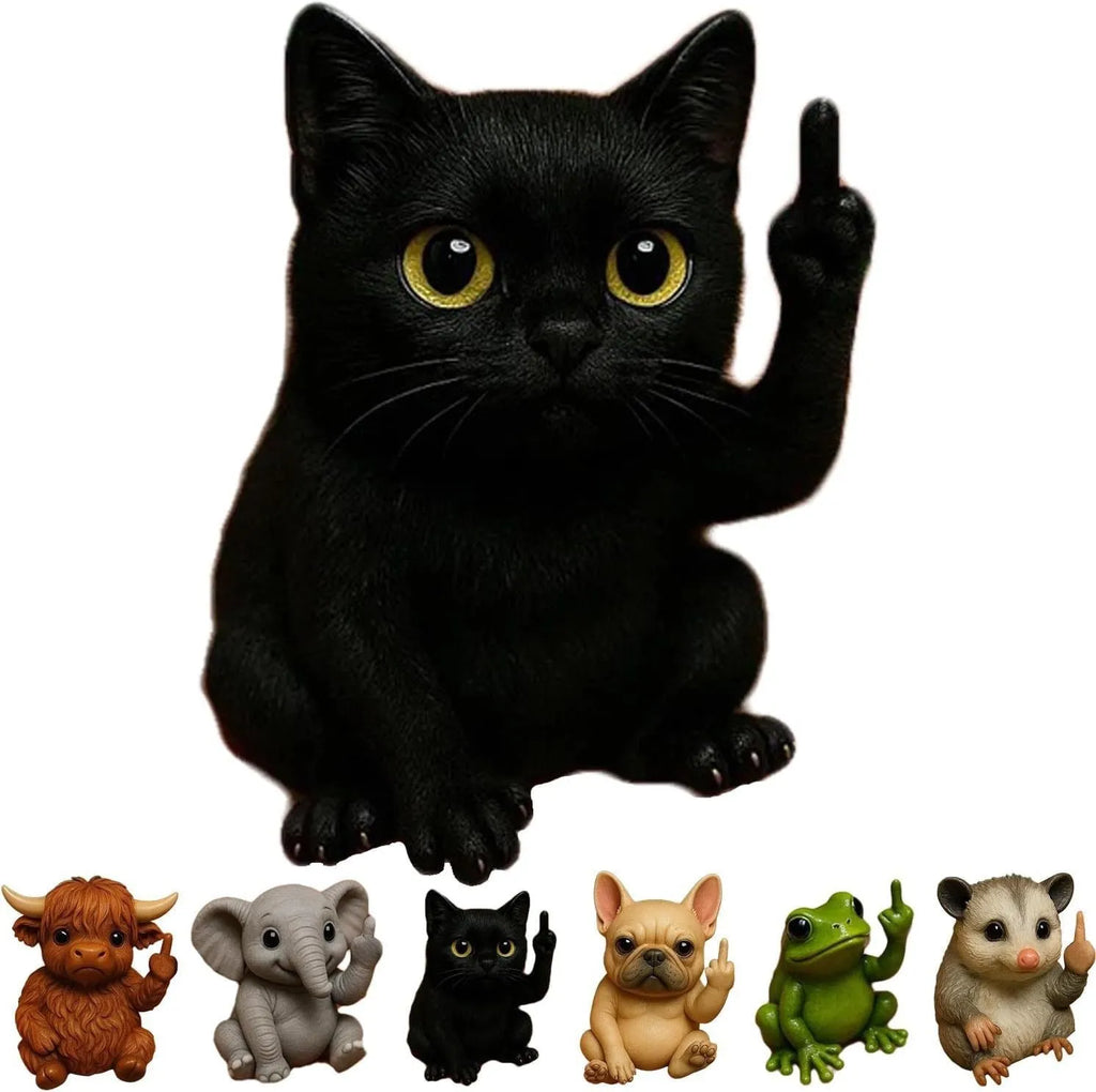 Mini resin animal middle finger doll ornament in chosen animal style.
