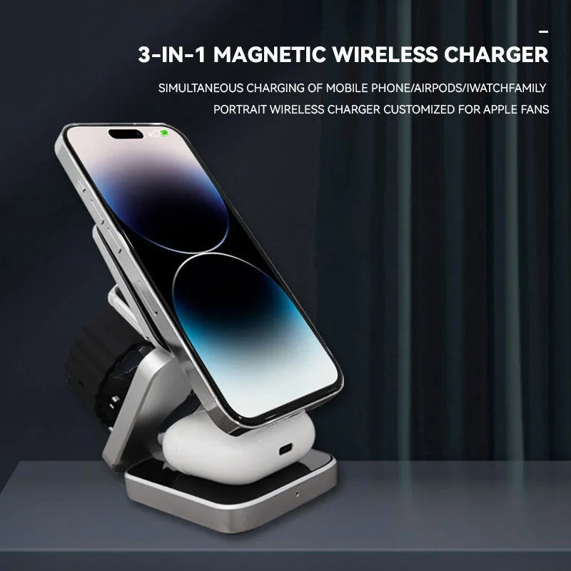 Desktop wireless charging bracket with folding design for Apple Samsung Google Pixel Watch