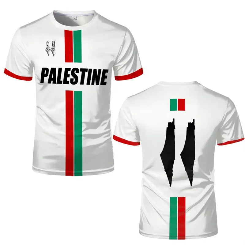 3D printed football T-shirt with raised pattern in black or white colours, showing half sleeve street fashion design