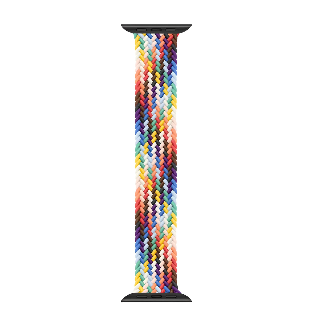 Elastic nylon braided rainbow watch strap for Apple Watch 38mm to 45mm, woven fabric, multiple colour options