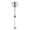 Semi-automatic stainless steel egg beater whisk with hand pressure rotating mechanism in silvery colour