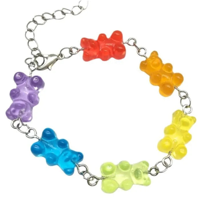 Colourful bear bracelet for women with panda animal styling, plastic and resin jewellery