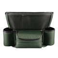 Multi function car centre console armrest storage bag in leather, 36x26x18 cm, black colour, installed between seats