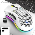 Hollow out wireless gaming mouse body with luminous light in black cyan or white color with USB receiver
