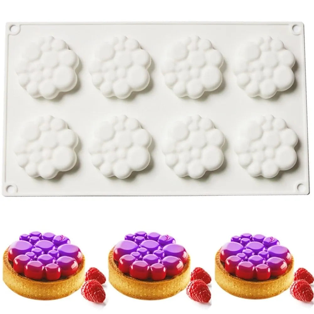 Round cake silicone mold with 8 bubbles, lightweight 129g non-stick baking mould MCM-176